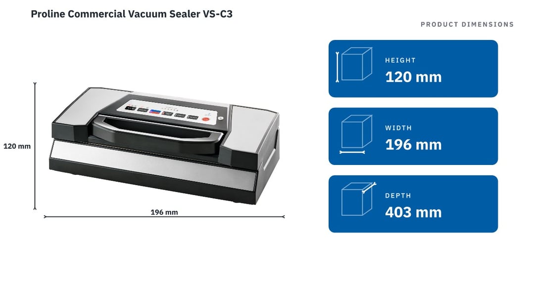 Proline Commercial Vacuum Sealer VS-C3 — product dimensions