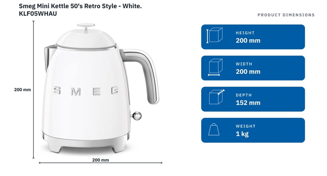 Smeg Mini Kettle 50's Retro Style - White KLF05WHAU