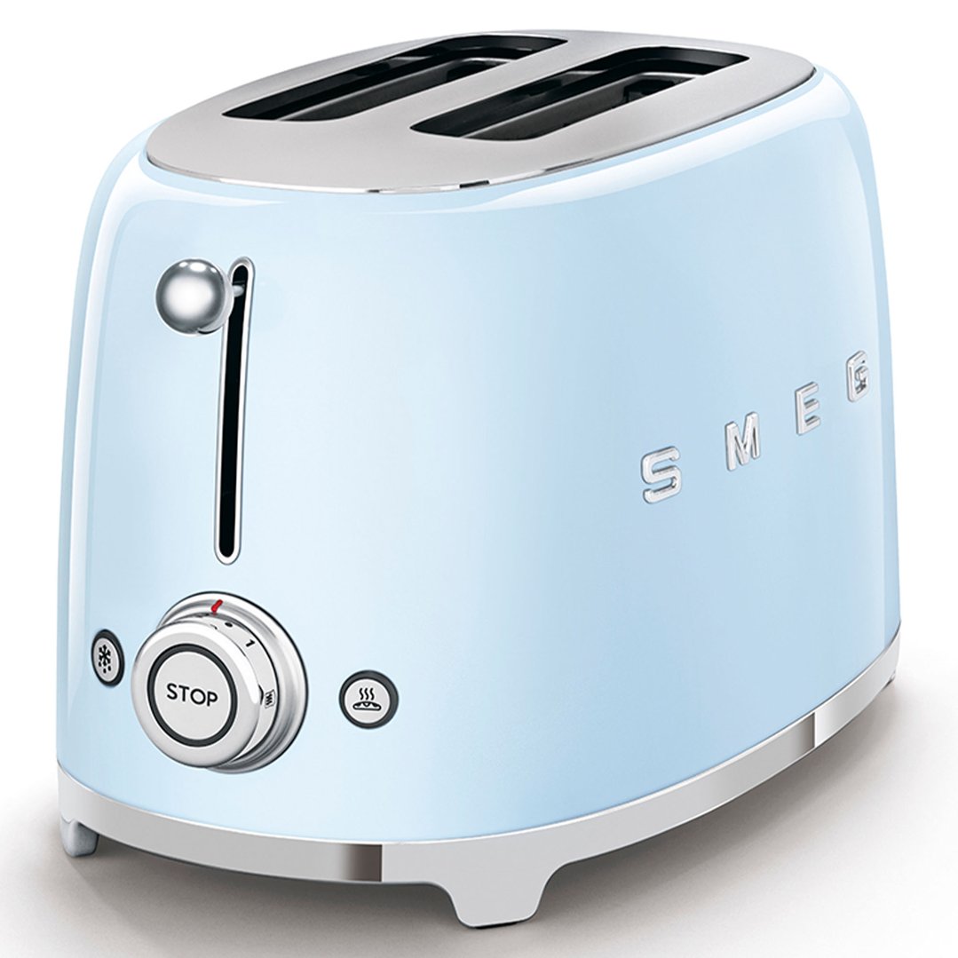 Smeg 50's Retro Style Aesthetic 2 Slice ToasterPale Blue TSF01PBAU