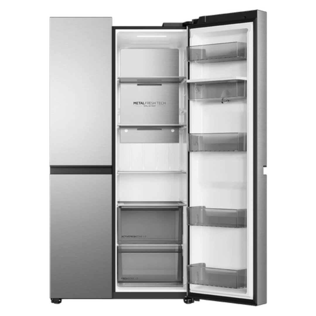 Haier 661L 500 Series, Side-by-Side Refrigerator Freezer, Water, Non-Plumbed, Satina HRF650XHS