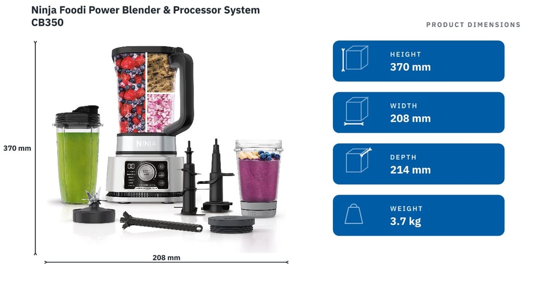 Ninja Foodi Power Blender & Processor System CB350 — product dimensions