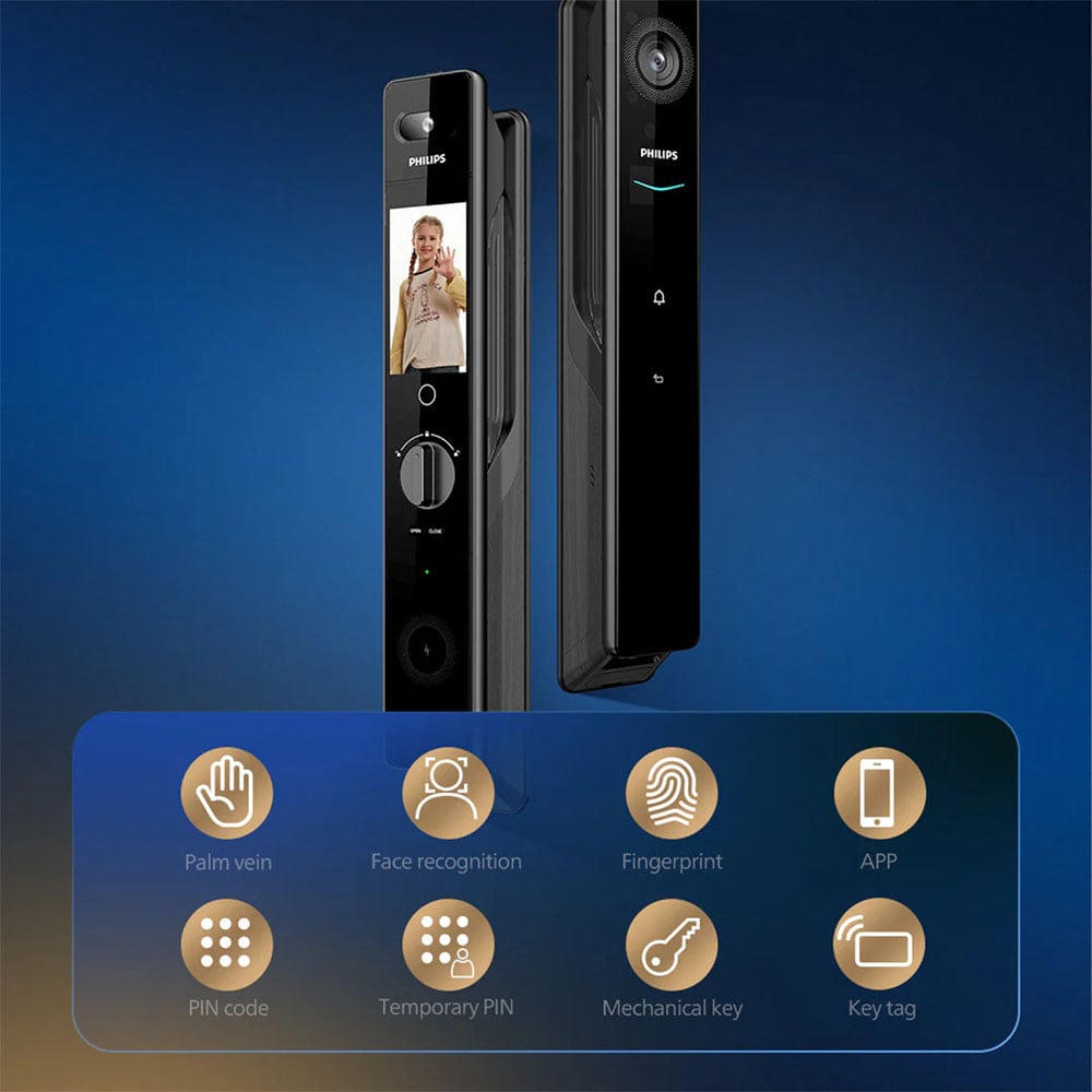 Philips 9000 Series Palm and Face Recognition Smart Lock - Gold DDL902-MFVP-11HWS-G
