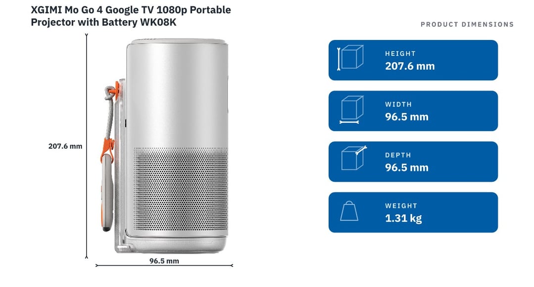 XGIMI Mo Go 4 Google TV 1080p Portable Projector with Battery WK08K