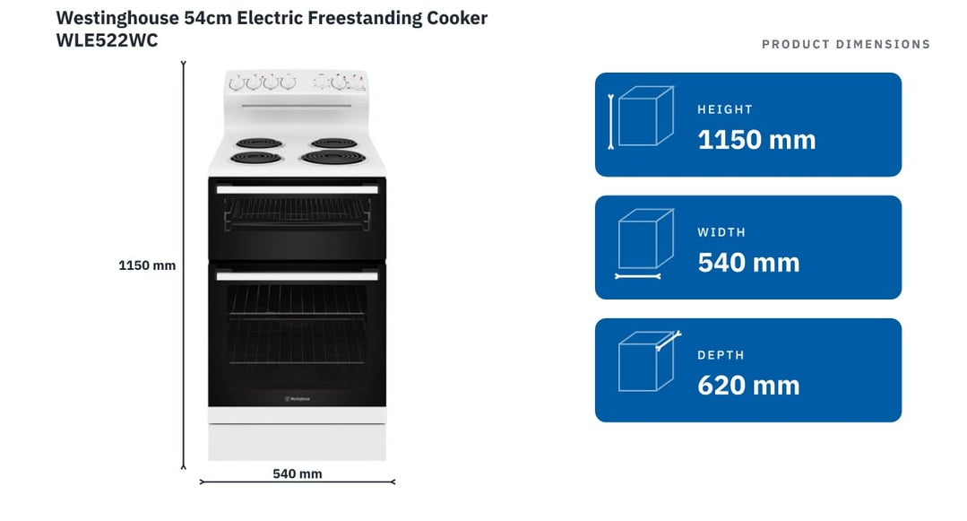 Westinghouse 54cm Electric Freestanding Cooker WLE522WC