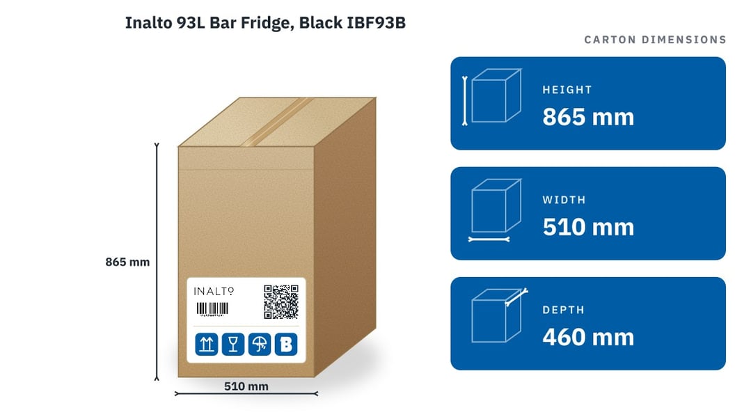 Inalto 93L Bar Fridge, Black IBF93B