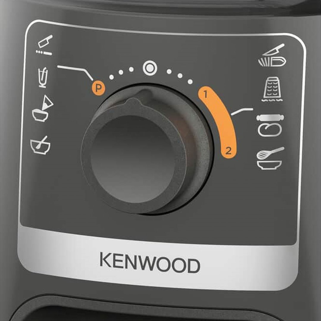Close-up of the control dial and settings on a KENWOOD food processor