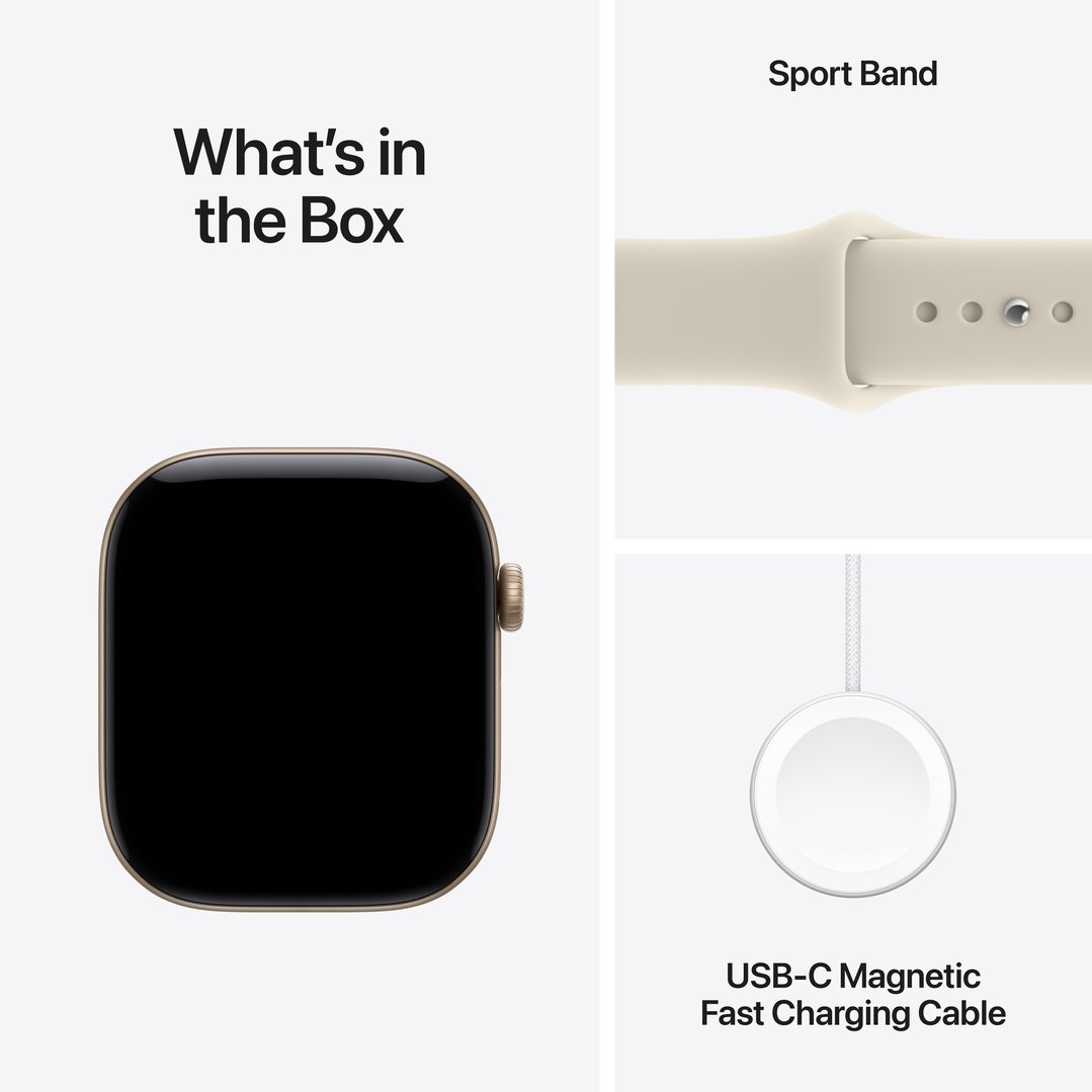 Apple Watch Series 12 GPS 46mm Light Gold Aluminum Case with Sand Sport Band - S/M MJEN4X/A