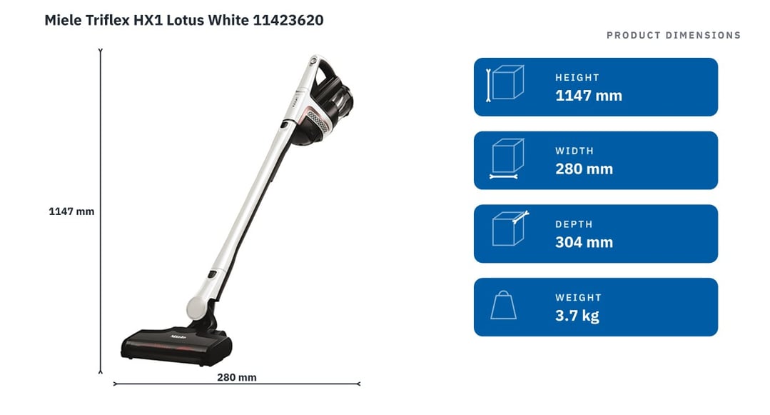 Miele Triflex HX1 Lotus White 11423620 — product dimensions