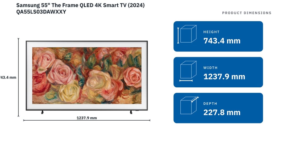 Samsung 55" The Frame QLED 4K Smart TV (2024) QA55LS03DAWXXY — product dimensions