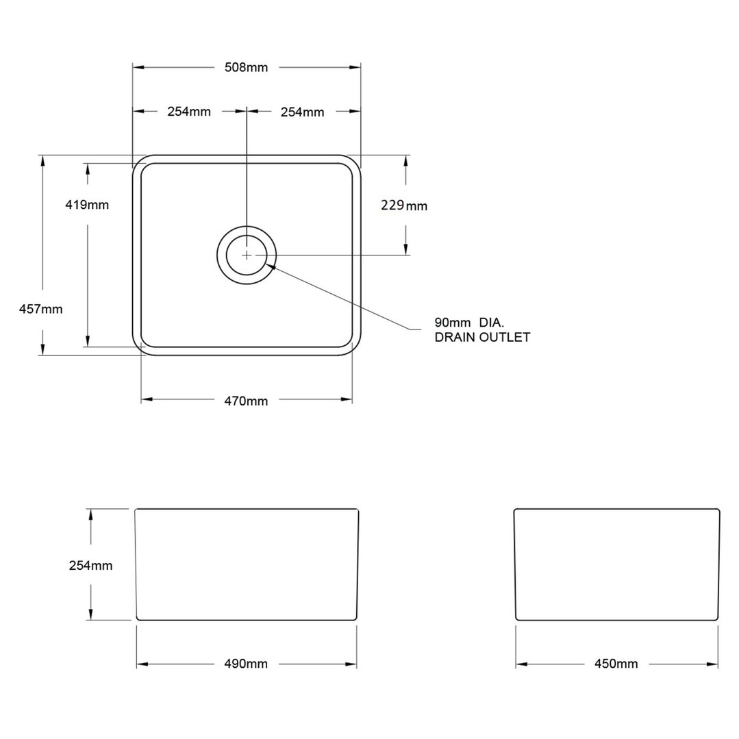 Turner Hastings Novi 50x46 Fireclay Butler Sink - Matte Black NO50FS-MB