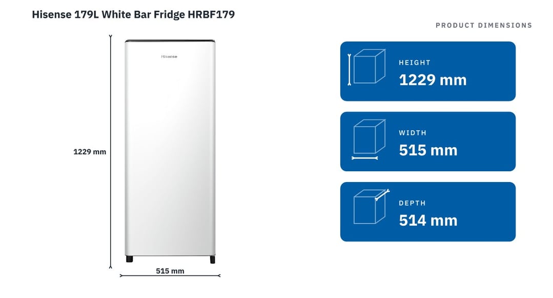 Hisense 179L White Bar Fridge HRBF179