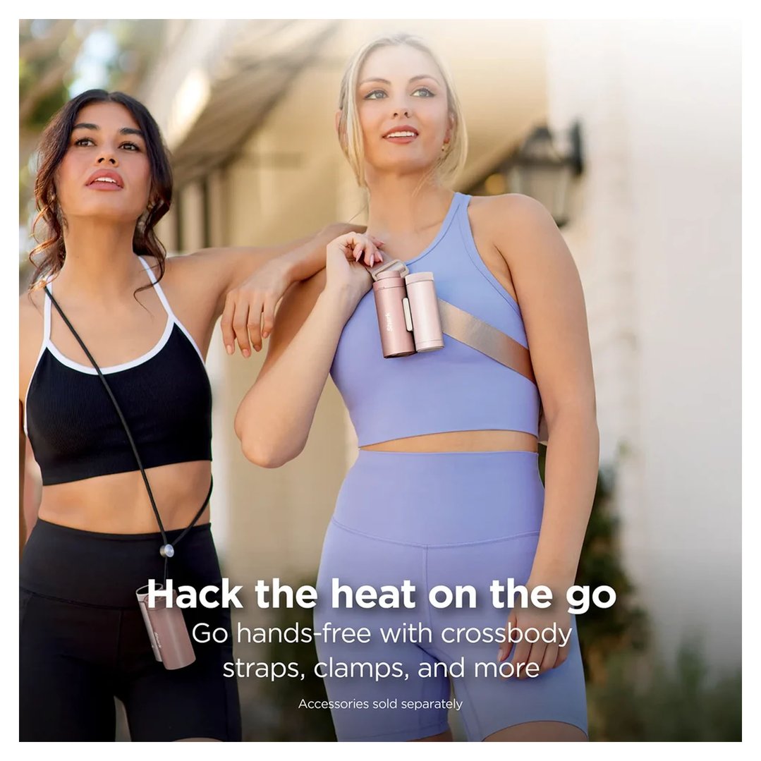 Two women wearing athletic wear, one with a Shark Chillpill on a crossbody strap
