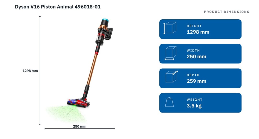 Dyson V16 Piston Animal 496018-01 — product dimensions