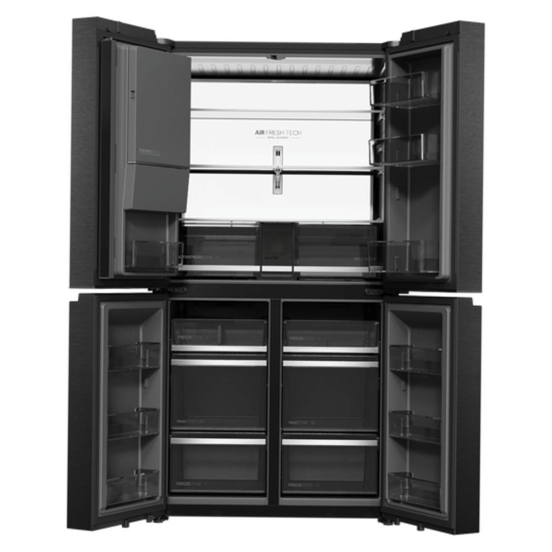Haier 624L, Quad Door Refrigerator Freezer, Ice & Water, Plumbed, Black HRF690YZC