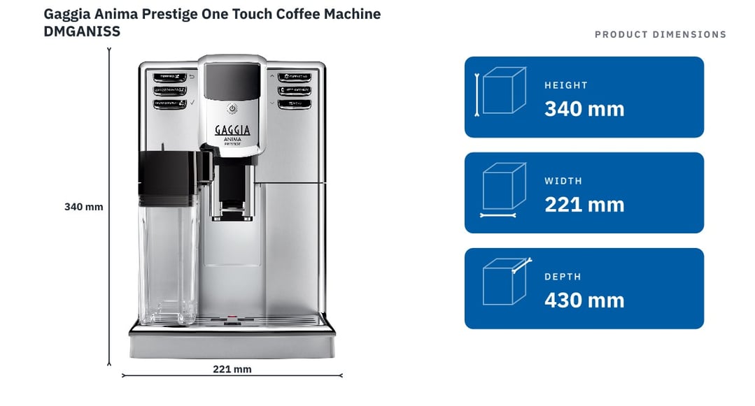 Gaggia Anima Prestige One Touch Coffee Machine DMGANISS — product dimensions