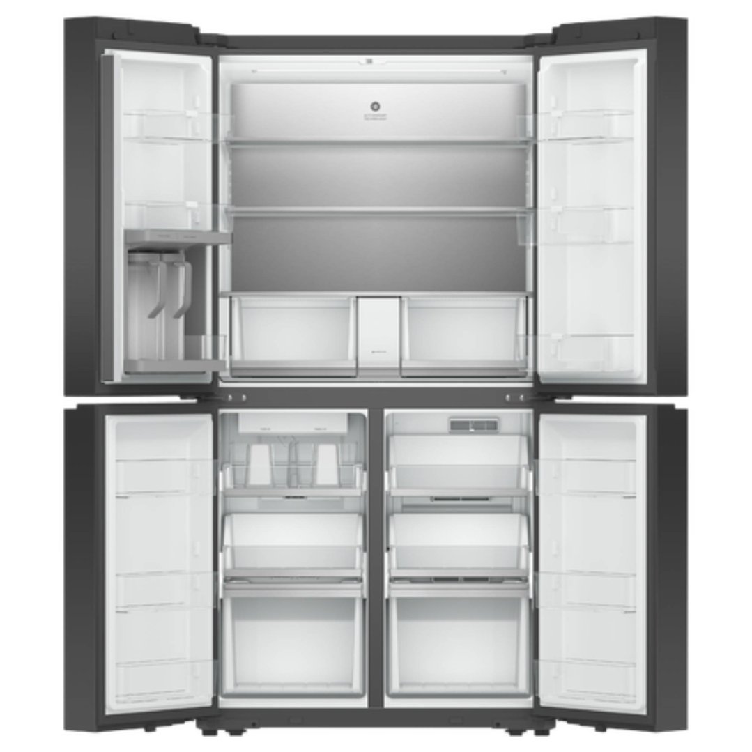 Fisher & Paykel 627L Series 7 Quad Door Refrigerator Freezer Grey Glass RF620QZPVG1