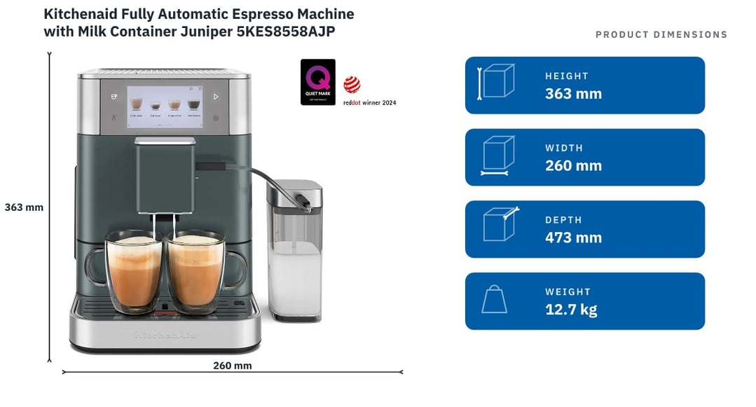 Kitchenaid Fully Automatic Espresso Machine with Milk Container Juniper 5KES8558AJP