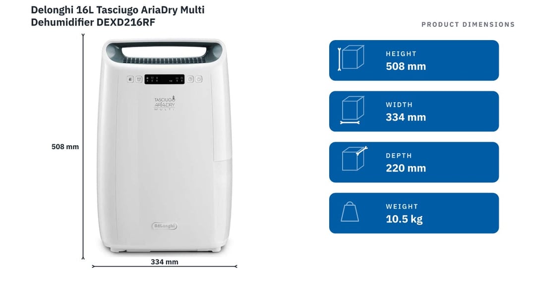 Delonghi 16L Tasciugo AriaDry Multi Dehumidifier DEXD216RF