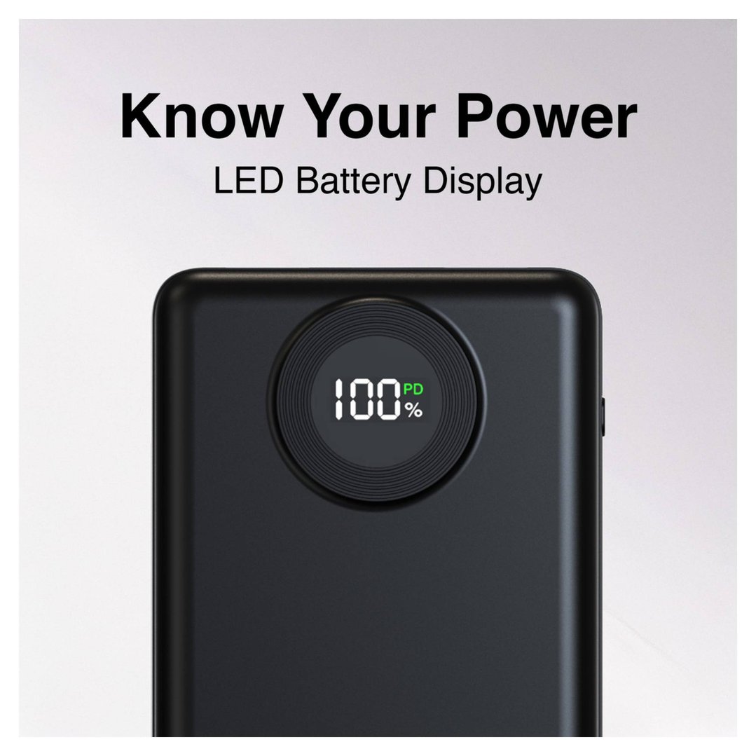 Laser 10000mAh Powerbank with LED Display Black PB-10K25BK-861