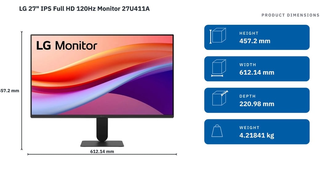 LG 27" IPS Full HD 120Hz Monitor 27U411A