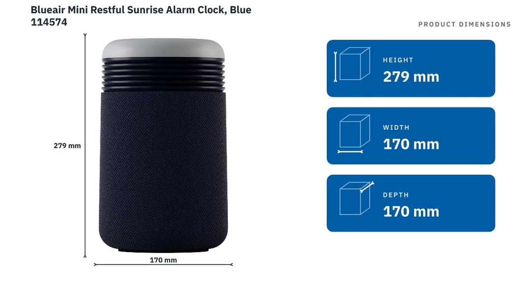 Blueair Mini Restful Sunrise Alarm Clock, Blue 114574