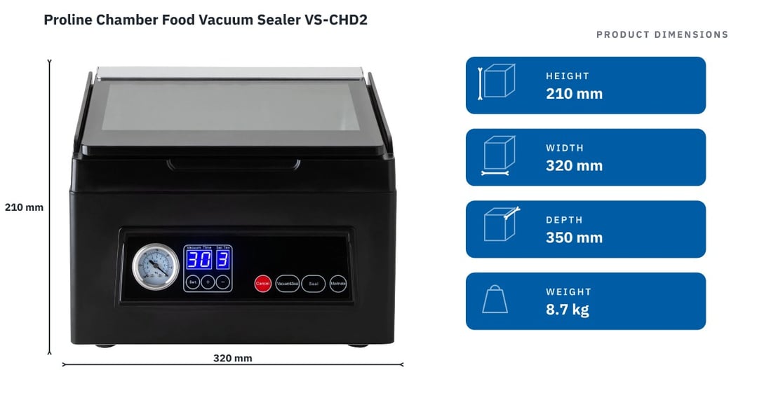 Proline Chamber Food Vacuum Sealer VS-CHD2 — product dimensions