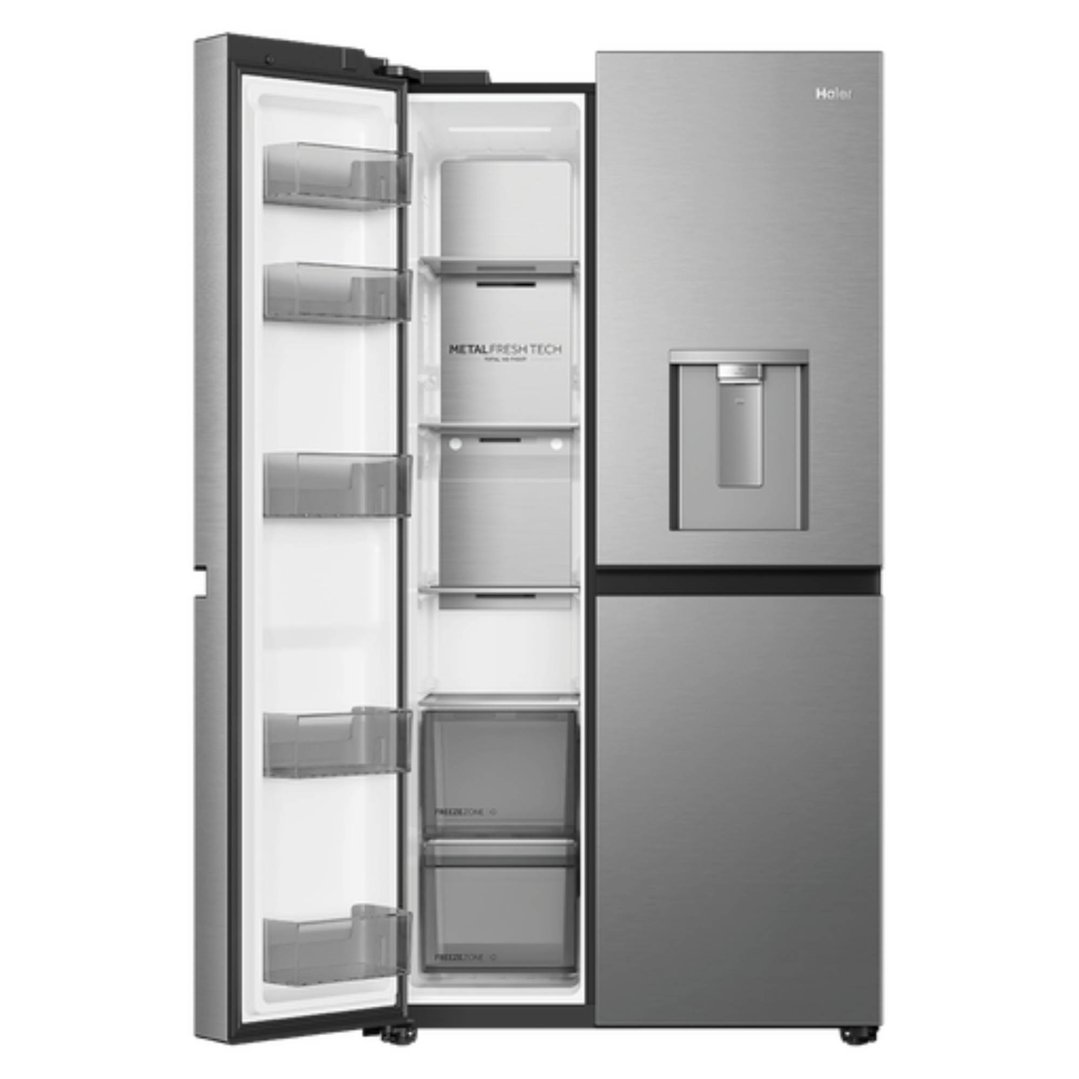 Haier 661L 500 Series, Side-by-Side Refrigerator Freezer, Water, Non-Plumbed, Satina HRF650XHS