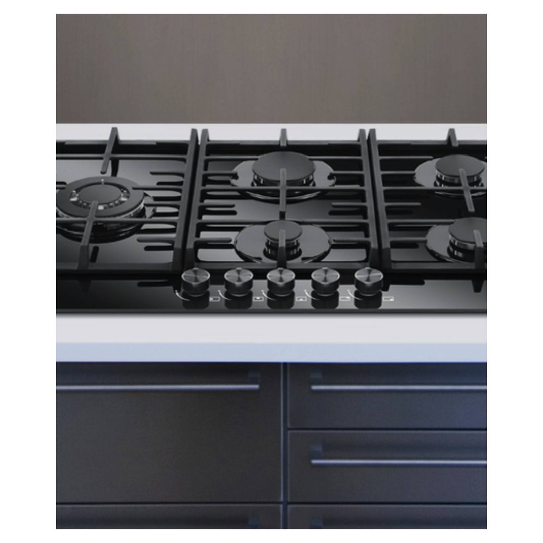 Haier 90cm 300 Series Gas on Glass Cooktop, 5 Burner HCG905WFCG3