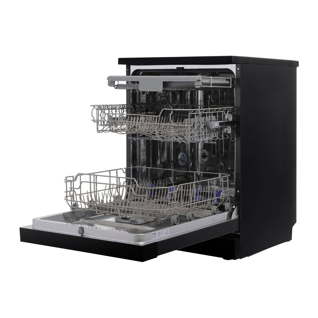 Omega 60cm Freestanding Dishwasher Black Stainless Steel. ODWF6014BX