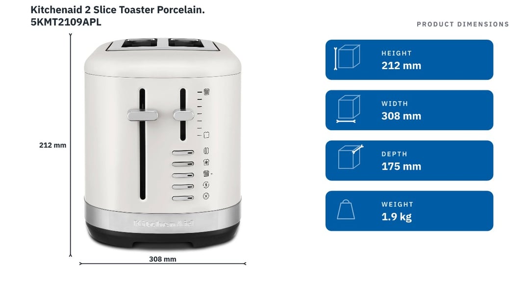 Kitchenaid 2 Slice Toaster Porcelain 5KMT2109APL