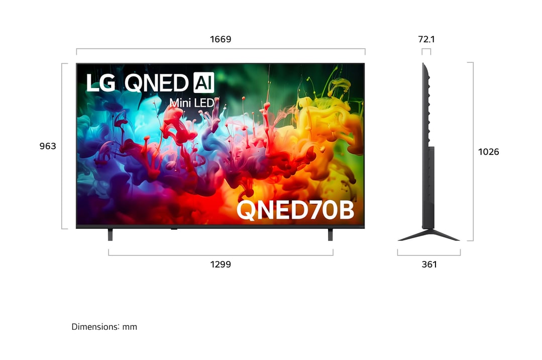 LG 75" QNED70B 4K AI Mini LED Smart TV 2026 75QNED70BSA
