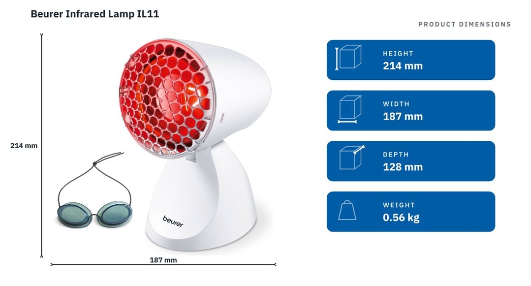 Beurer Infrared Lamp IL11 — product dimensions