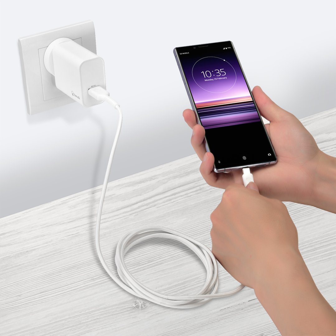Bonelk 1.2m Long-Life Easy Grip USB-A to USB-C Cable - White ELK-05032-R