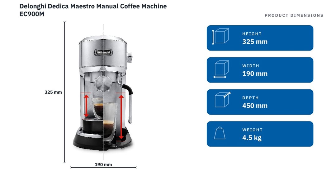 Delonghi Dedica Maestro Manual Coffee Machine EC900M