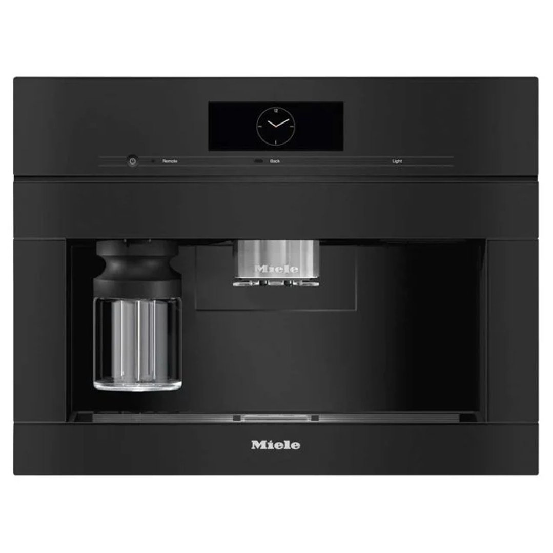 Miele 45cm Built-In Coffee Machine with AutoDescale and Plumbed-In Direct Water Connection Obsidian Black CVA7845OBSW
