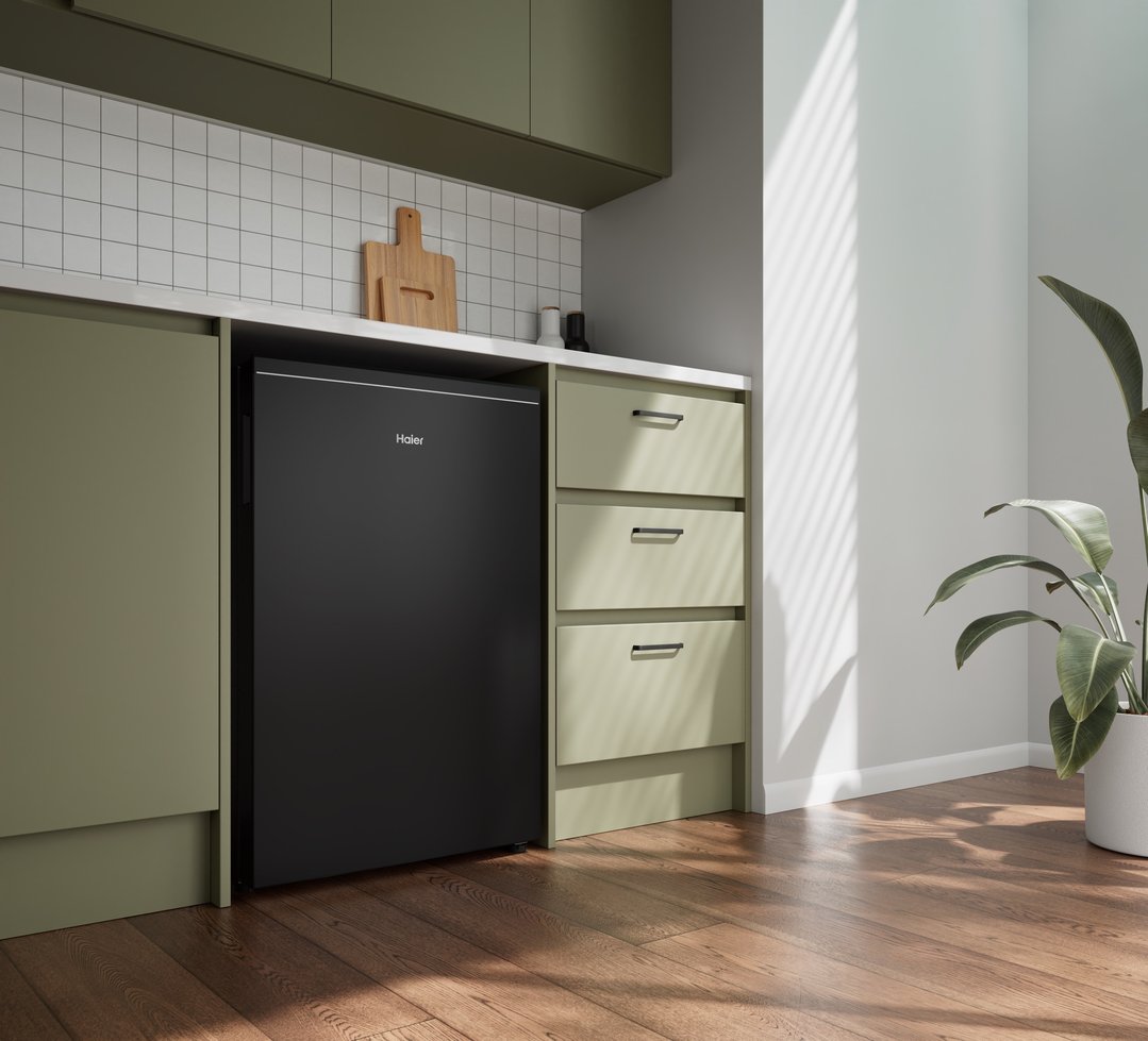 Haier 114L 300 Series Bar Black Refrigerator Freezer HRF115UG2