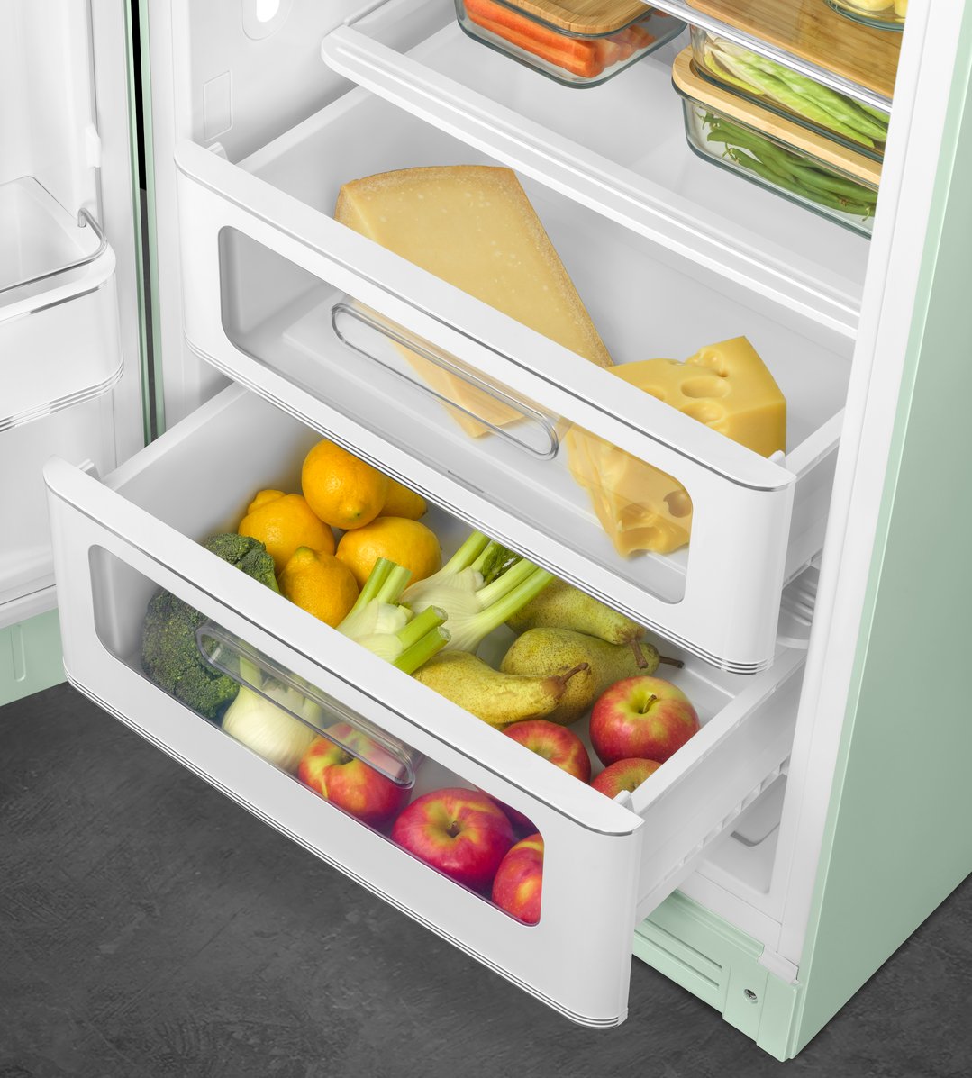 Smeg FAB 28 50’S Style Retro Refrigerator, Left Hand - Pastel Green FAB28LPG5AU