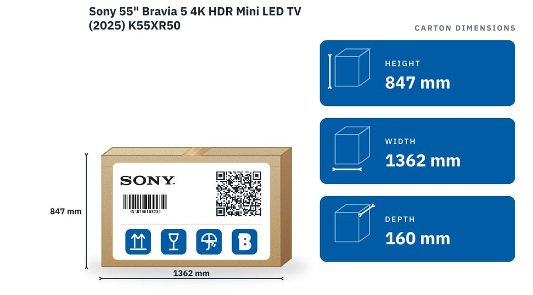 Sony 55" Bravia 5 4K HDR Mini LED TV (2025) K55XR50