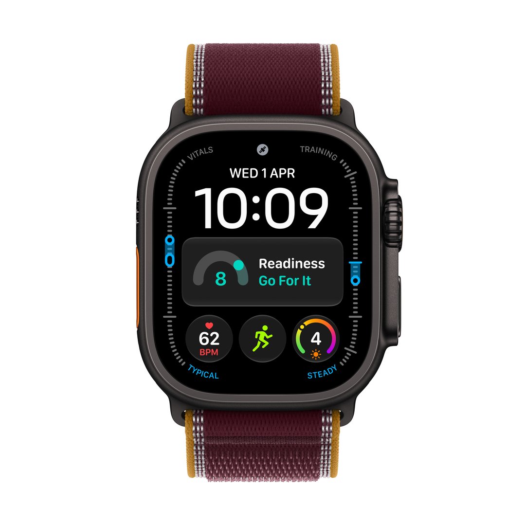 Apple Watch Ultra 4 GPS + Cellular 49mm Black Titanium Case with Burgundy Trail Loop - M/L MJC44X/A