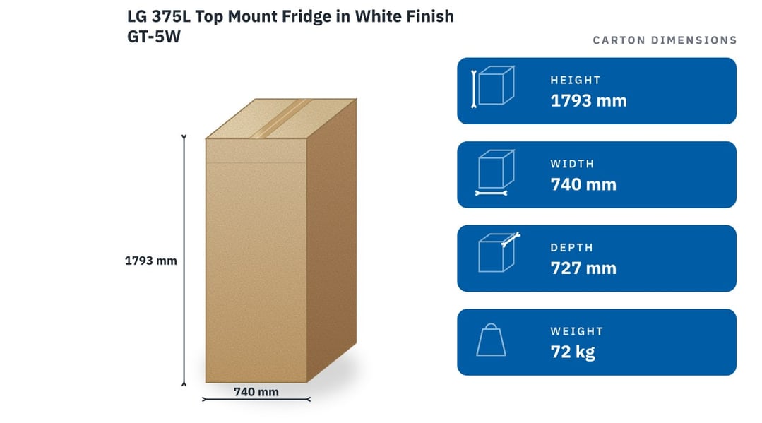 LG 375L Top Mount Fridge in White Finish GT-5W