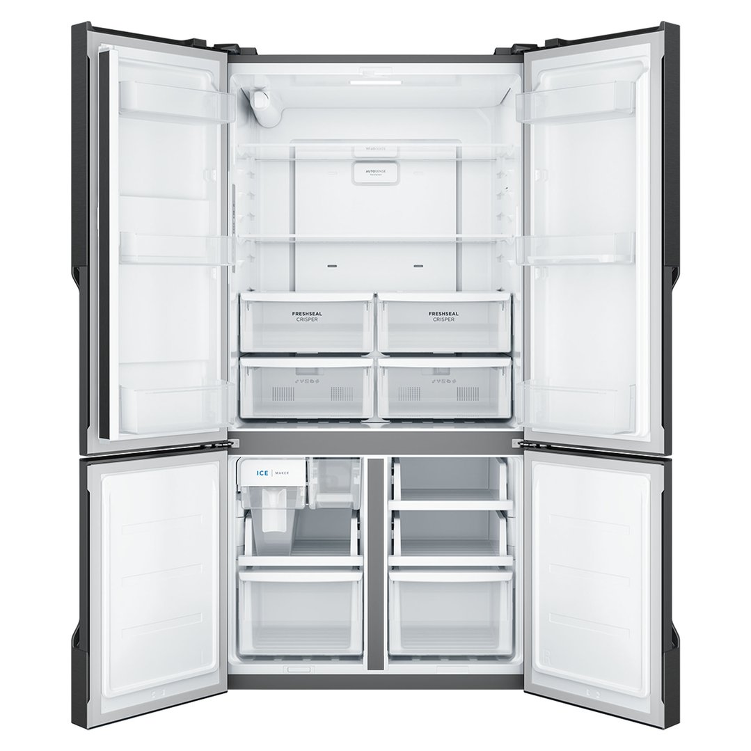 Westinghouse 564L Quad Door Fridge, Matte Charcoal Black with a Plumbed Water Dispenser WQE5750BB