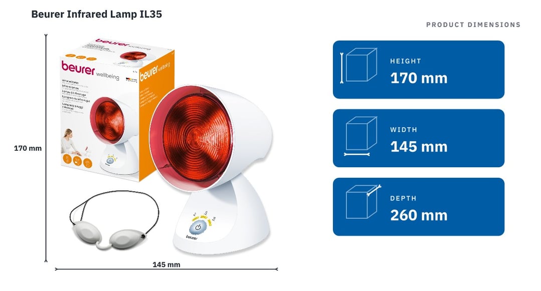 Beurer Infrared Lamp IL35 — product dimensions