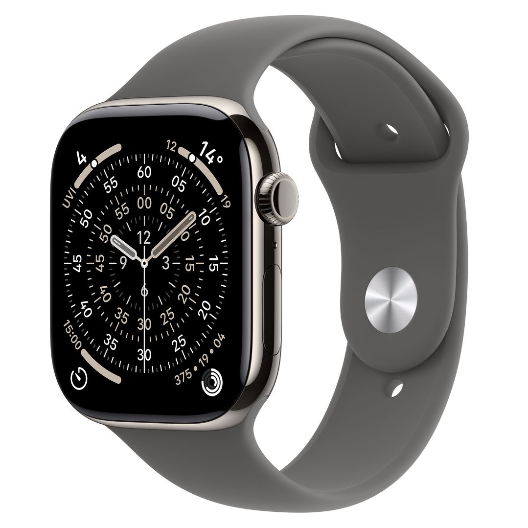 Apple Watch Series 11 42mm Natural Titanium Case GPS + Cellular Sport Band (S/M) (Stone Grey) MF8M4X/A