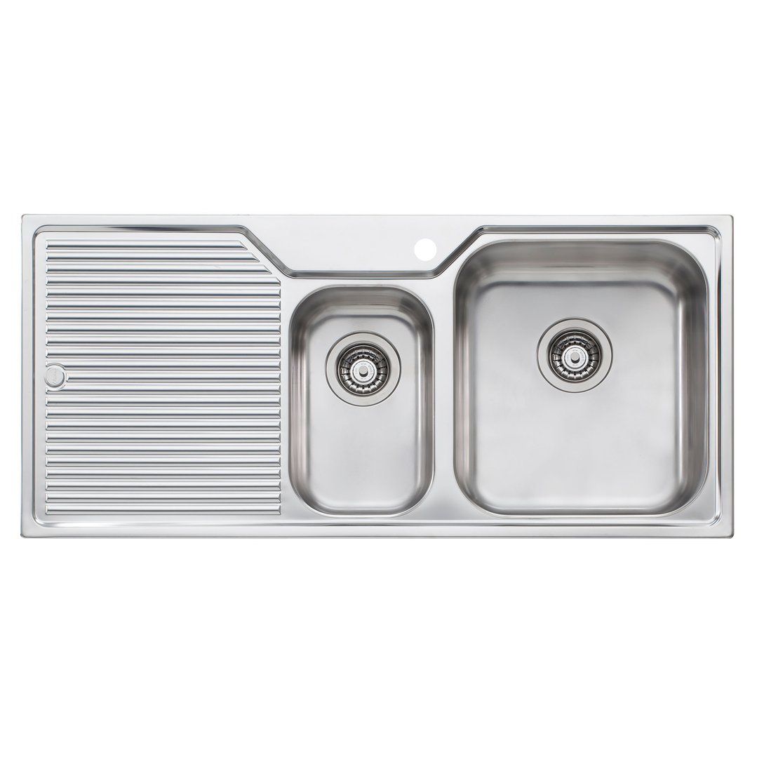 Oliveri Nu-Petite 1 & 1/2 RIght Hand Bowl Topmount Sink With Drainer NP602