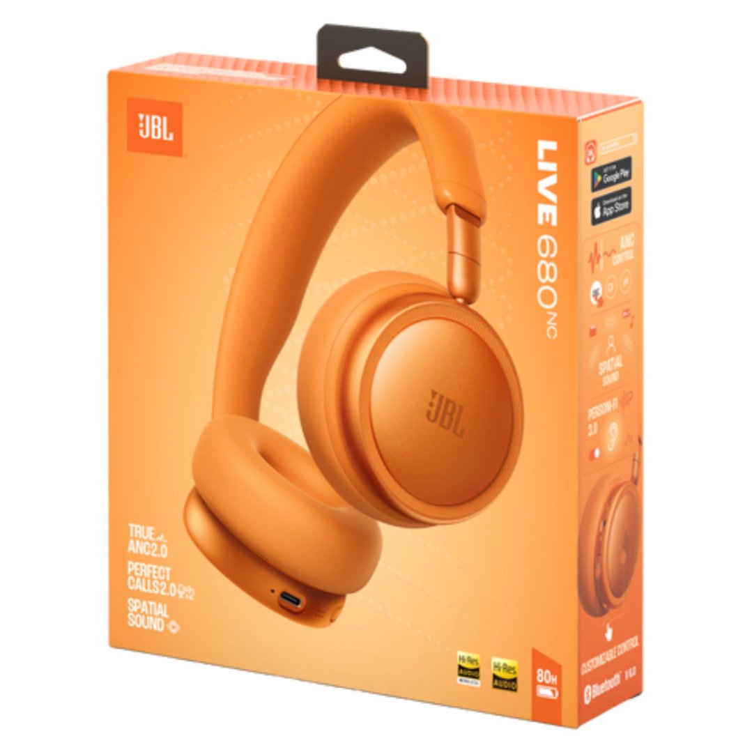 JBL Live 680 On-Ear BT Noise Cancelling Headphones - Orange JBLLIVE680NCORG