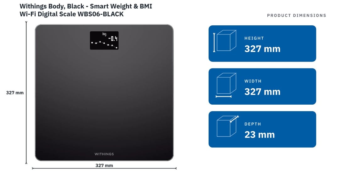 Withings Body, Black - Smart Weight & BMI Wi-Fi Digital Scale WBS06-BLACK