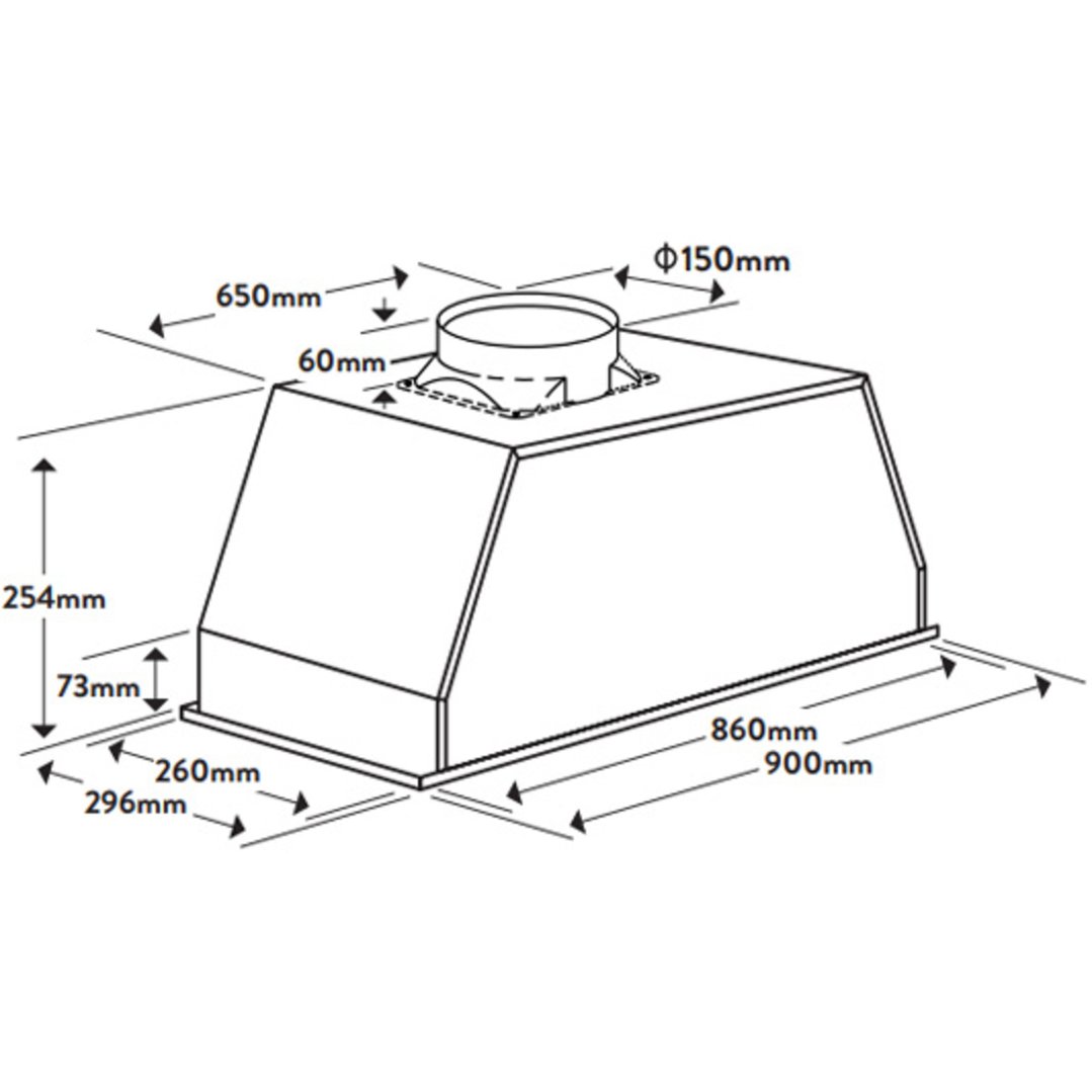 Omega 90cm Undermount Rangehood ORU90MB