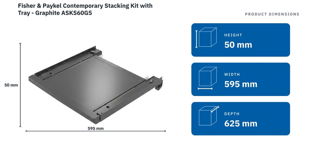 Fisher & Paykel Contemporary Stacking Kit with Tray - Graphite ASKS60G5 — product dimensions