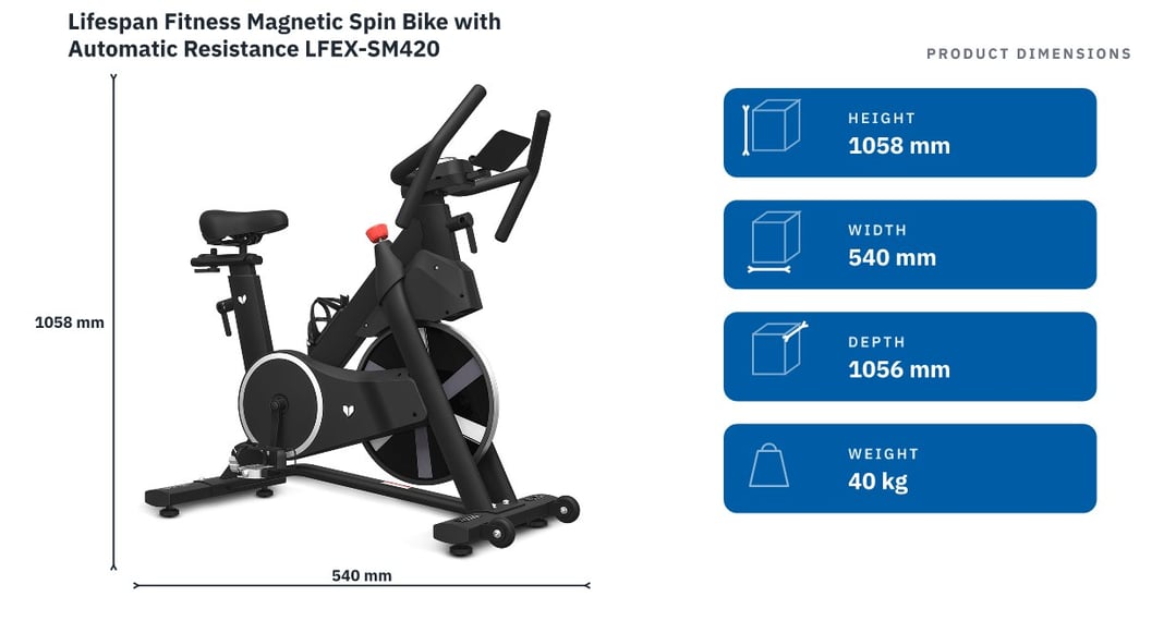 Lifespan Fitness Magnetic Spin Bike with Automatic Resistance LFEX-SM420