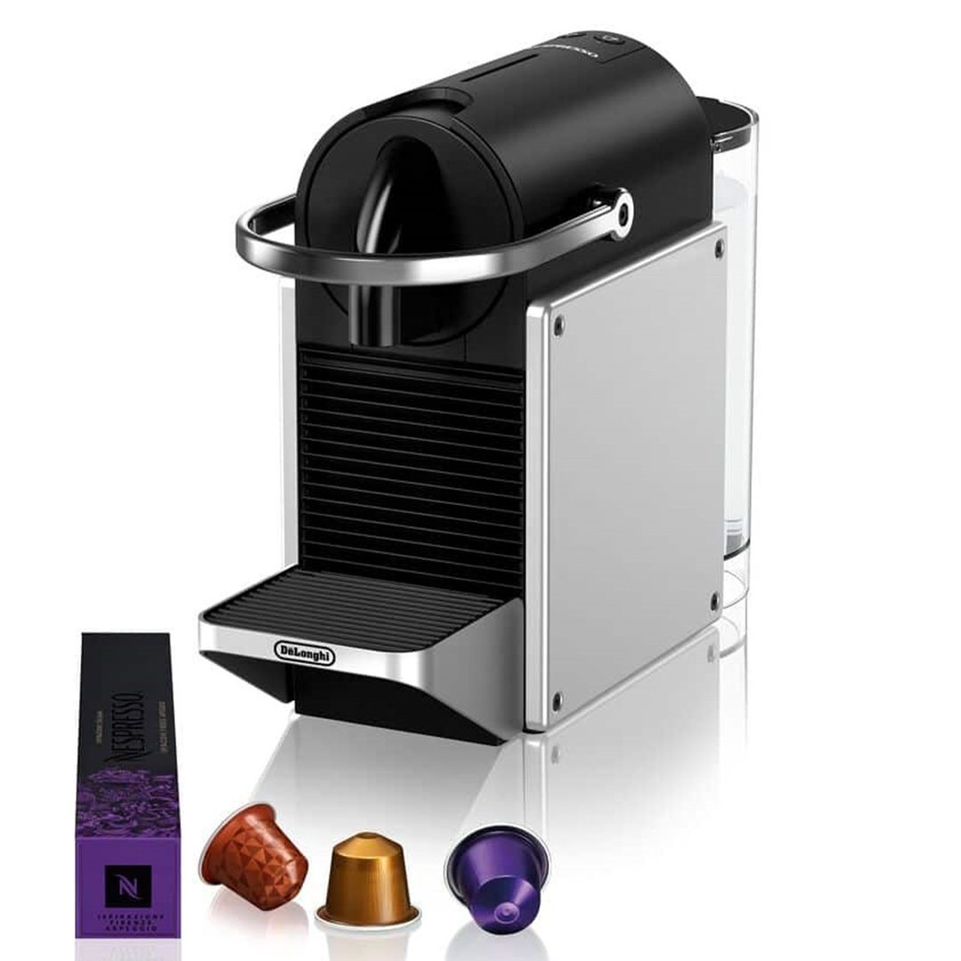 Delonghi Pixie Nespresso Capsule Coffee Machine and Aeroccino3 - Silver EN127SAE